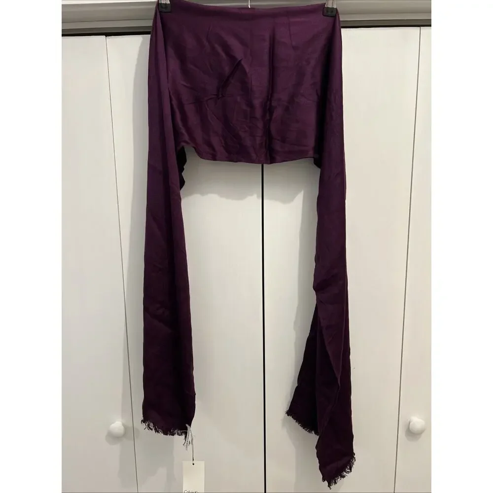 Calvin Klein Women's Solid Satin Finish Pashmina Scarf ~ AUB Color‎ Purple/Plum